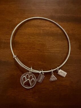 Silver Paw Charm Bangle Bracelet
